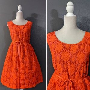 Orange and fuschia lace dress